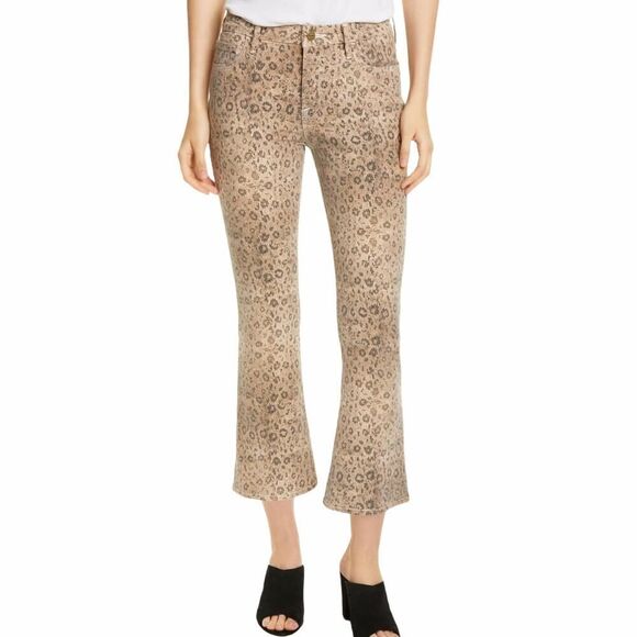FRAME Le Crop High Waist Boot Snake Print Jeans - Picture 1 of 9